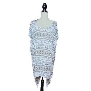 Torn By Ronny Kobo Summer Geometrical High Low Gathered Sides Dress Cotton Sz M